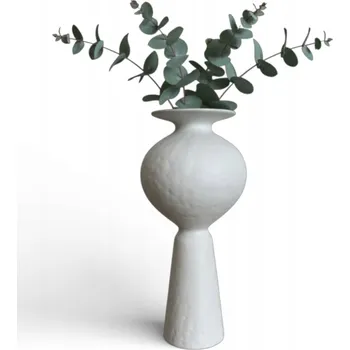 Váza Designová keramická váza Poppy bílá moderní vysoká sochařská váza na květiny