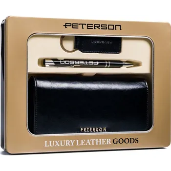 Peněženka Set 3v1 velká dámská kožená peněženka, klíčenka a pero