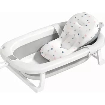 koupací vanička Skládací turistická vanička s polštářkem a teploměrem, šedá