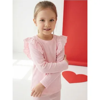 Dívčí oblečení Sinsay - Tričko z žebrovaného úpletu - růžová - 646AV-30X - 646AV-30X-110