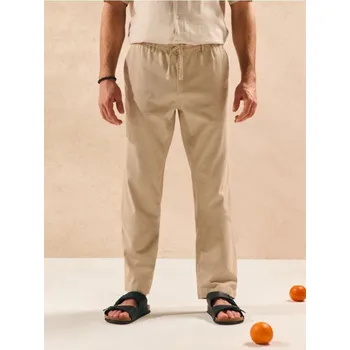 Pánské kalhoty Sinsay - Kalhoty straight fit - béžová - 0847J-80X - 0847J-80X-30