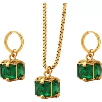 Souprava šperků Sada z chirurgické oceli náhrdelník +náušnice Velvet Green