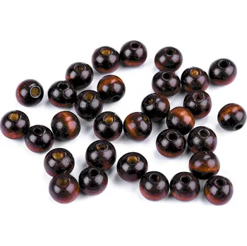 Korálek Dřevěné korálky Ø10 mm, velké, 4 hnědá tmavá