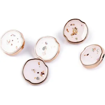 Knoflík Kovový knoflík AB perleť v pryskyřici velikost 24"; 32"; 36", malé, 1 (24") bílá zlatá