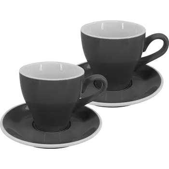 by inspire Set 2 ks - Latte šálek s podšálkem Milano, 220 ml, šedý