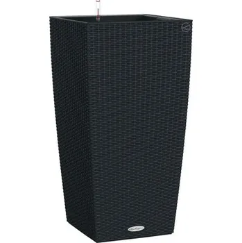 Květináč Samozavlažovací květináč Lechuza Cubico Cottage 41 x 41 x 76,5 cm černá včetně zavlažovacího systému, vložky na rostliny a ukazatele stavu vody