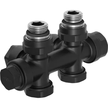 Ventil Mexen Uni-Term radiátorový ventil rohový/přímý, Duplex, DN50, černý - W908-000-70 radiátorové ventily