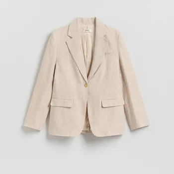 Dámské sako Reserved - Lněný blejzr - béžová - 097IT-08M - 097IT-08M-M