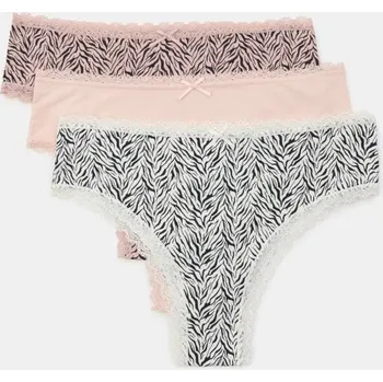 Dámské spodní prádlo Sinsay - Brazilky s krajkou 3 balení - vícebarevná - 604GV-MLC - 604GV-MLC-XXL