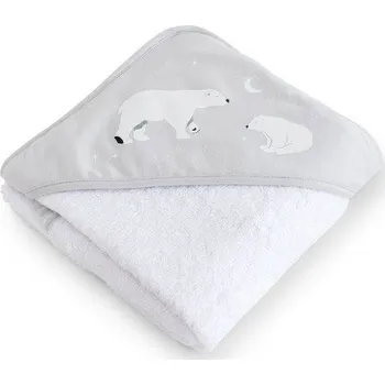 bonjourbébé Dětská bavlněná osuška s kapucí 100x100 cm Polaris Grey
