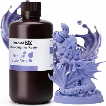 Filament UV Pryskyřice Elegoo Standard 2.0 Střední Břidlicově Modrá 1kg 1l Pro 3D Tiskárnu