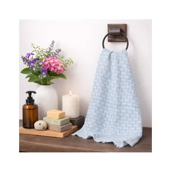 Ľanový uterák sivý so vzorom 70x140 cm