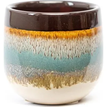 Květináč Keramický obal Freo 6 cm, petrolejová/hnědá