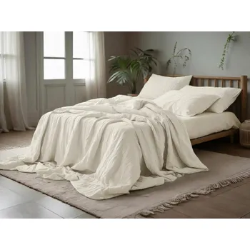 Povlečení Textilomanie Purely mušelínové povlečení krémové 155 x 220, 80 x 80 cm zipový uzávěr