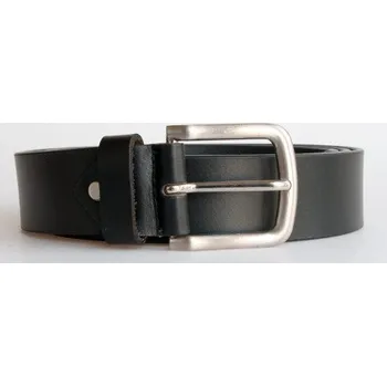 Opasek Kožený opasek 140 cm dlouhý z pevné 4 mm silné kůže s hladkým povrchem a polomatnou přezkou 38 mm široký