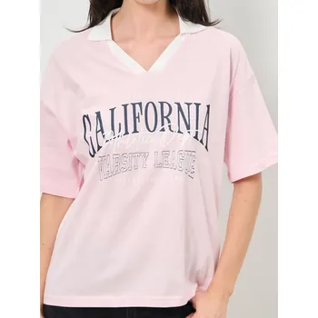 Dámské tričko Sinsay - Bavlněné tričko s nápisem - růžová - 227IN-30X - 227IN-30X-M