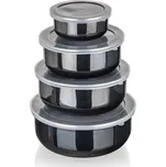 miska sada 8díl. (10,14,16,18cm + 4 víčka) smalt METALIC Black