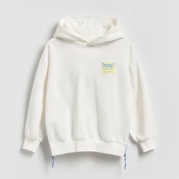 Dívčí mikina Reserved - Bavlněná mikina s&nbsp;kapucí - krémová - 942HV-01X - 942HV-01X-U15