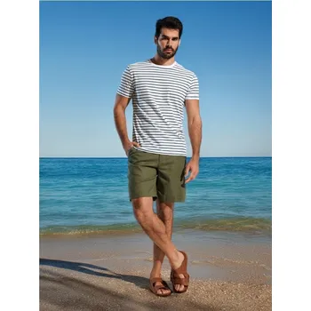 Pánské kraťasy Sinsay - Kraťasy ze směsi lnu - olivová - 1292J-91X - 1292J-91X-28-1