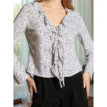 Dámská móda Sinsay - Viskózová košilová halenka s volány - vícebarevná - 215FI-MLC - 215FI-MLC-XS