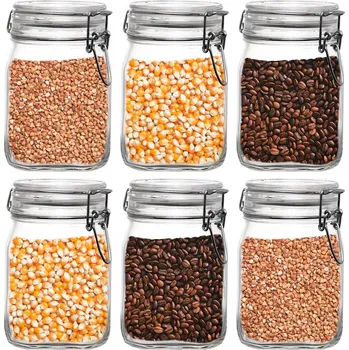 Sklenice ZAVAŘOVACÍ SKLENICE S KLIPOU Zavařovací Sklenice s kusů a klipem na zavařeniny 1L 6 Sklenice