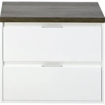 Koupelnový nábytek Koupelnová skříňka pod umyvadlo Porto 70 cm s umyvadlovou deskou bílá vysoce lesklá / dub Nebraska