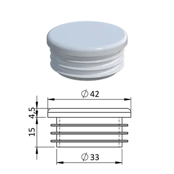 Příslušenství pro plot Vnitřní krytka kulatá ø 42 mm, plastová, bílá