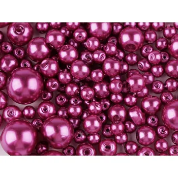 Dětské navlékací korálky Skleněné voskové perly mix velikostí Ø4-12 mm, velké, 13B fialová světlá