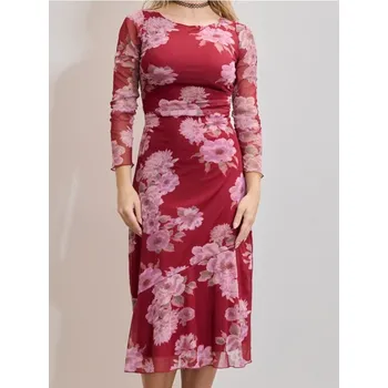 Dámské šaty Sinsay - Květinové midi šaty - kaštanová - 078GB-83P - 078GB-83P-XS