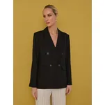 Sinsay - Dvřadé regular fit sako z viskózy s příměsí lnu - černá - 333IU-99X - 333IU-99X-S