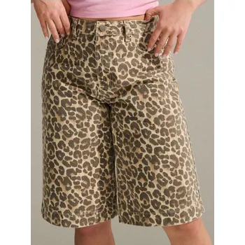 Dámské kraťasy Sinsay - Džínové šortky s leopardím vzorem - vícebarevná - 761DB-MLC - 761DB-MLC-38