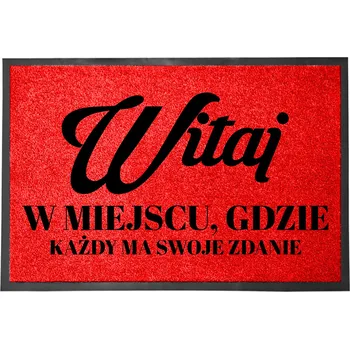 VCHODOVÁ ROHOŽKA ČERVENÁ 40X60CM VTIPNÁ KAŽDÝ MÁ SVŮJ NÁZOR