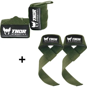 THOR ATHLETICS Trhačky a zápěstní bandáže 60 cm (extra silné) - kombinované balení BÍLÁ
