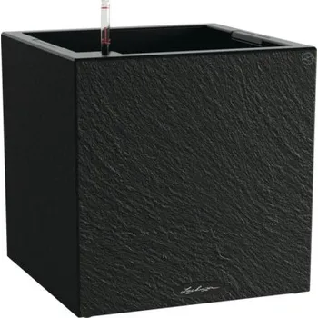 Květináč Samozavlažovací květináč Lechuza Canto Slatestone 40 x 40 x 40,8 cm grafitově černý včetně zavlažovacího systému, vložky na rostliny a ukazatele hladiny vody