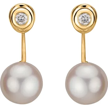 Náušnice Náušnice s diamantem a bílou sladkovodní perlou Beauty Queen