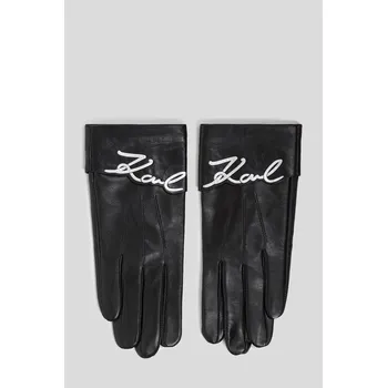 Rukavice RUKAVICE KARL LAGERFELD K/SIGNATURE LEATHER FF GLOVE BLACK