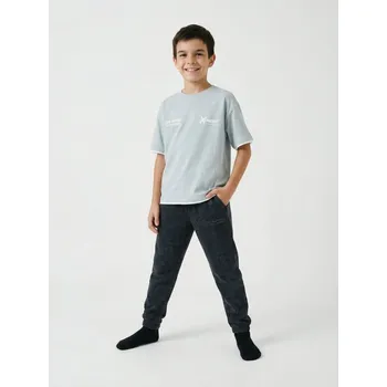 Oblečení a móda Sinsay - Bavlněné tričko s nápisem - modrá - 137HW-05X - 137HW-05X-146