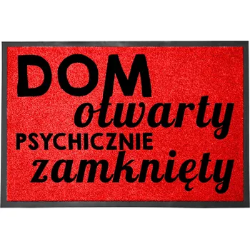 VCHODOVÁ ROHOŽKA ČERVENÁ 40X60CM KE DVEŘÍM VTIPNÁ ZÁBAVNÁ DOMOV OTEVŘENÝ