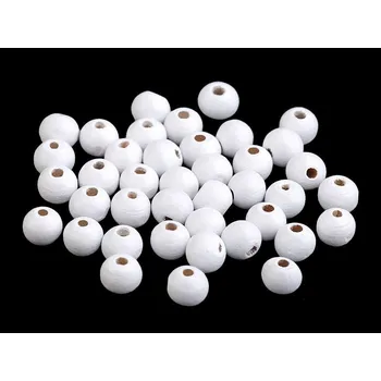 Dřevěné korálky Ø8 mm, velké, 43 bílá