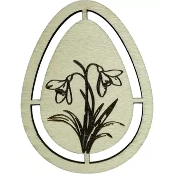 Velikonoční dekorace Dřevěný výřez vajíčko - sněženky