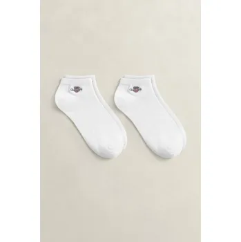 Pánské oblečení PONOŽKY GANT SHIELD ANKLE SOCKS 2-PACK WHITE