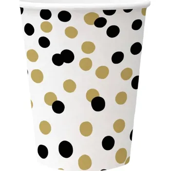 Jednorázové nádobí Papírový kelímek PAW Eco 250 ml Confetti (gold-black) / 8 ks