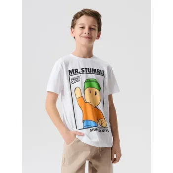 Dětská móda Sinsay - Bavlněná košilka s potiskem Stumble Guys - bílá - 326HM-00X - 326HM-00X-146