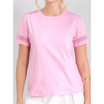 Sinsay - Tričko s&nbsp;ažurovou vsadkou - růžová - 8790J-30X - 8790J-30X-S