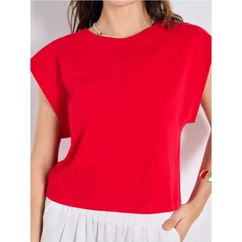 Dámské tričko Sinsay - Bavlněné tričko Basic - červená - 876AX-33X - 876AX-33X-XS