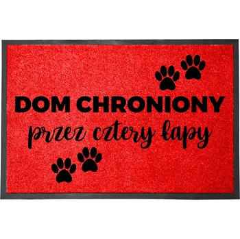 Rohožka ČERVENÁ VSTUPNÍ ROHOŽKA 40X60 POD DVEŘE VTIPNÁ ZÁBAVNÁ DŮM CHRÁNĚN