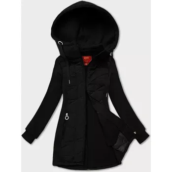 Dámská mikina Černá rozepínací dámská mikina z různých spojených materiálů LHD (AMG-165) odstíny černé XXL (44)