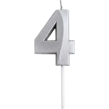 Dortová svíčka Dortisimo Svíčka s elegantním motivem číslo 4 stříbrná