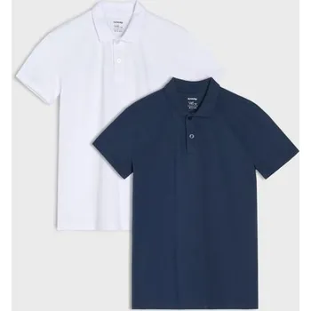 Oblečení a móda Sinsay - Bavlněná polo trička 2 pack - námořnická modrá - 118HW-59X - 118HW-59X-140