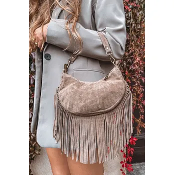 Kabelka Boto Kožená semišová kabelka s třásněmi Aurelisse Barva: Béžová 1, Velikost: ONE SIZE